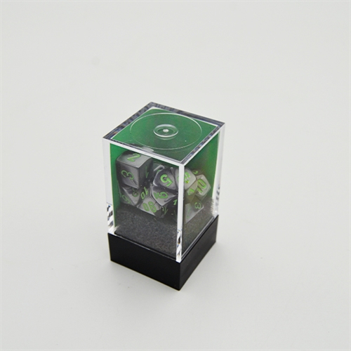 Mini Gemini Black Grey and Green Dice Set - Rollespilsterninger - Chessex